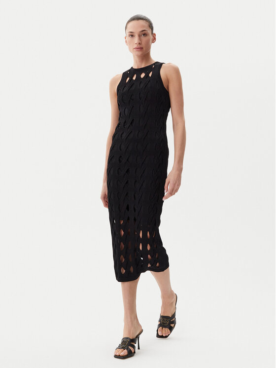 PINKO PINKO Pletena obleka Allan 105190 A2LW Črna Regular Fit