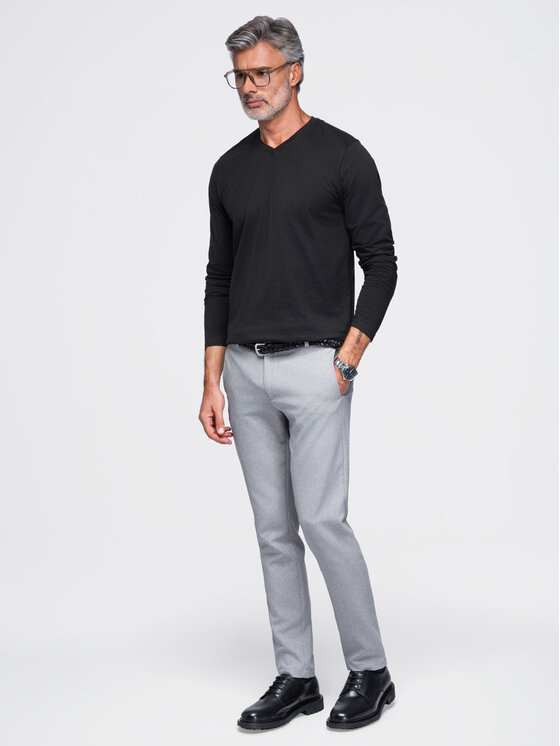 Ombre Ombre Longsleeve OM-LSBL-0143 Czarny Regular Fit