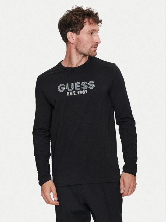 Guess Longsleeve krekls M4YI33 J1314 Melns Slim Fit