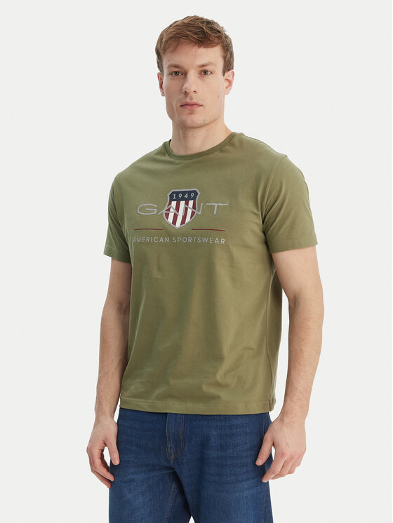 Gant Gant T-Shirt Archive Shield 2003199 Zielony Regular Fit