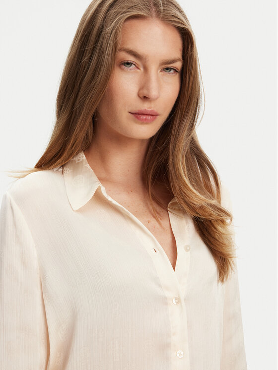 Guess Guess Košeľa W5YH1A WHCR2 Écru Regular Fit
