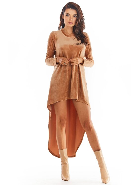 Awama Awama Vestito di maglia A379 Beige Basic Fit