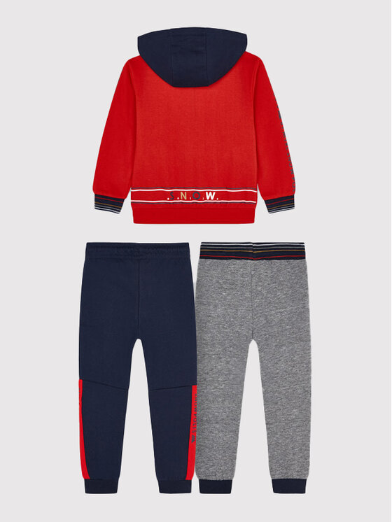 Completo 2 pantaloni da tuta e felpa 4828 Rosso