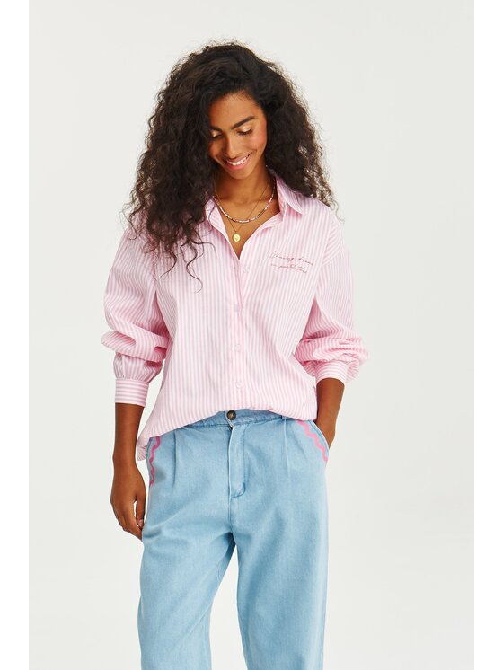 NAOKO NAOKO Košeľa Sweetheart Ružová Regular Fit