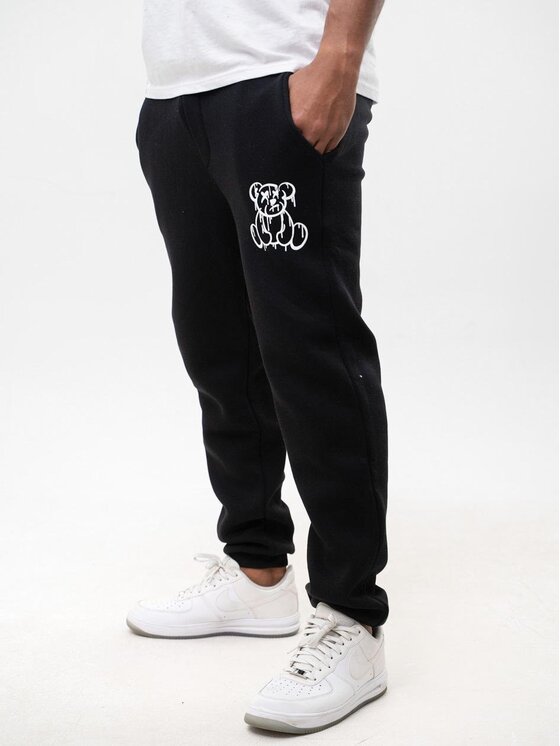 Jigga Wear Jigga Wear Spodnie dresowe Spodnie Dresowe Męskie Czarne Jigga Melted Teddy XL Czarny Regular Fit