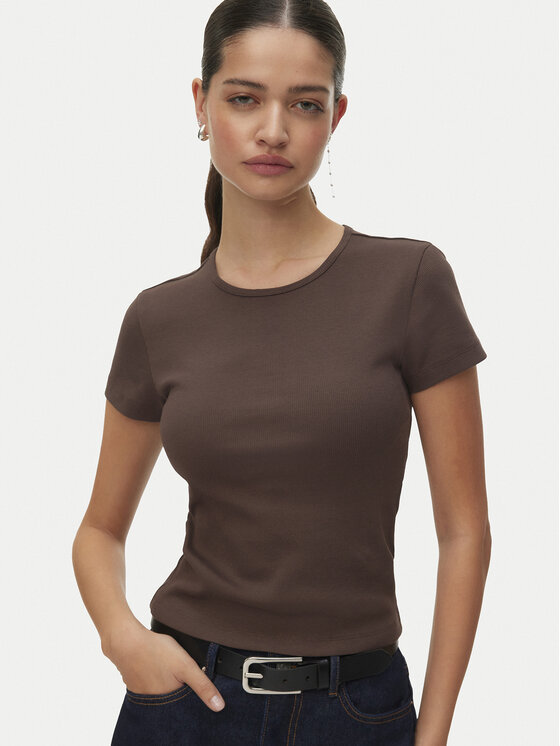 Vero Moda Vero Moda T-Shirt Chloe 10306894 Hnědá Tight Fit