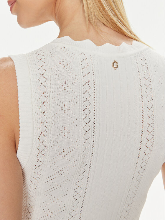 Guess Guess Úpletové šaty Es Sl Adaline W4GK11 Z2U00 Écru Slim Fit