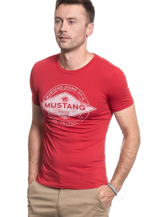 Mustang Mustang T-shirt AARON C PRINT Rosso Slim Fit