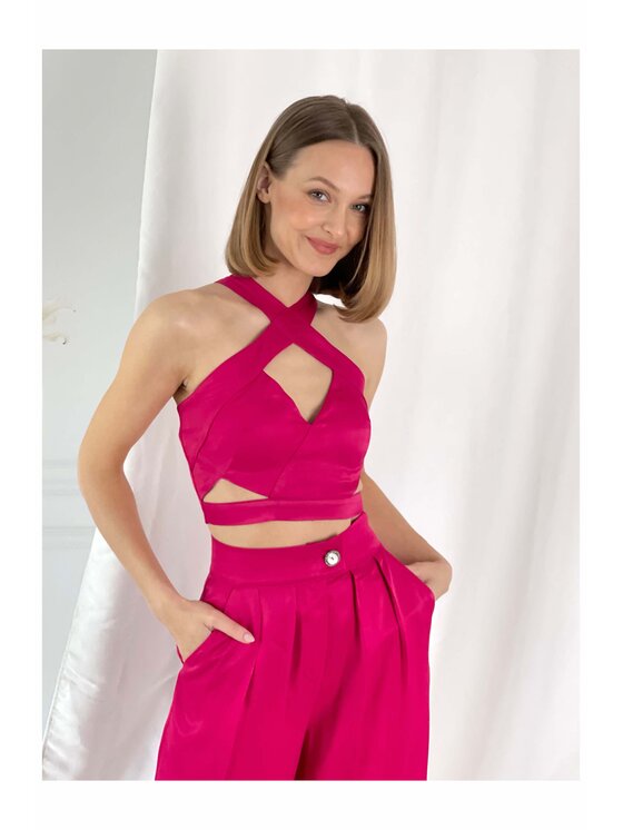 Sandra Stachura Luxury Design Sandra Stachura Luxury Design Bluzka Krótki top Różowy Short Fit
