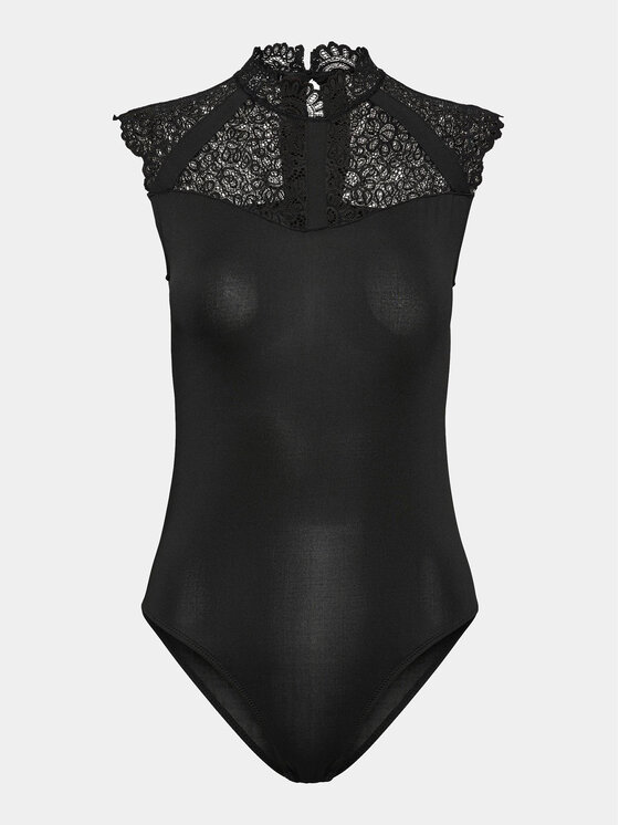 Pieces Pieces Боди Amber 17149435 Черен Slim Fit