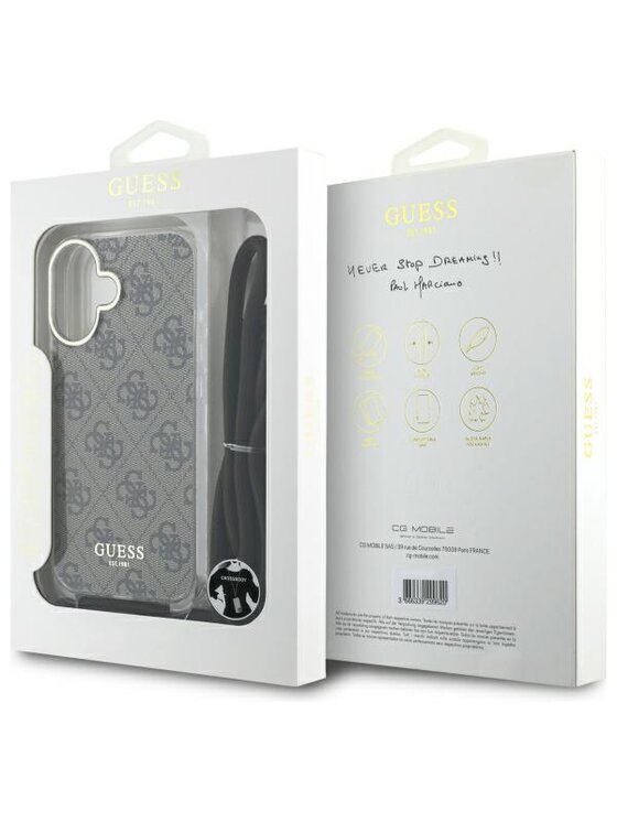 Guess Guess Etui na telefon Cord 4G Print Brązowy