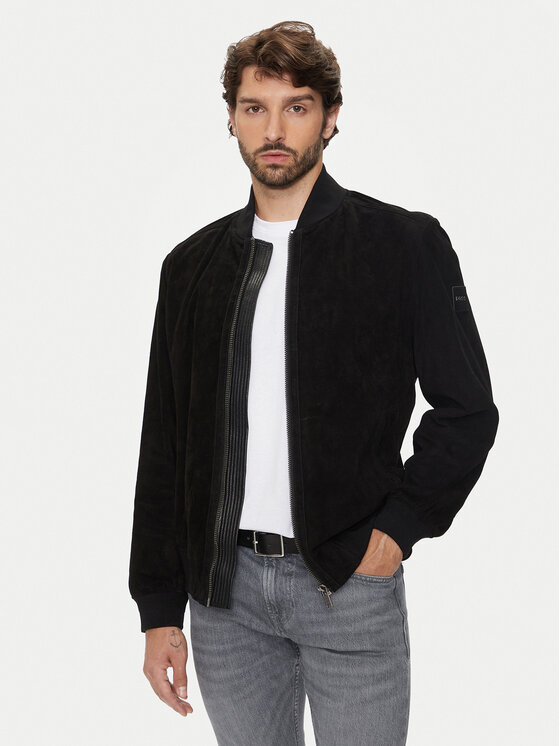 Boss Geacă de piele Joflag 50519197 Negru Regular Fit