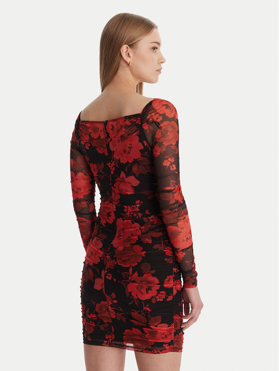 Guess Guess Kokteiļkleita W6RK0A KBAH2 Sarkans Slim Fit