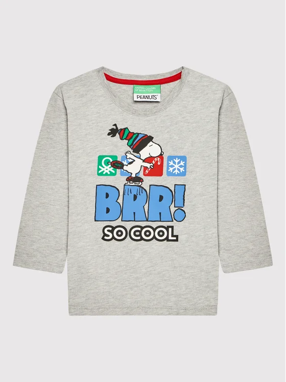 United Colors Of Benetton Bluse PEANUTS 3ATNC15GN Grau Regular Fit