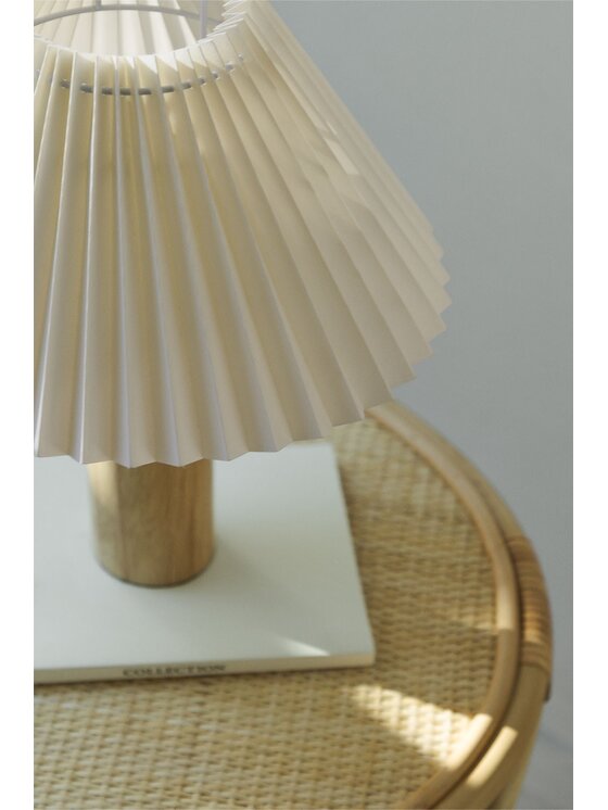 MIAhome MIAhome Lampa stołowa z drewna kauczukowego Plisse Biały