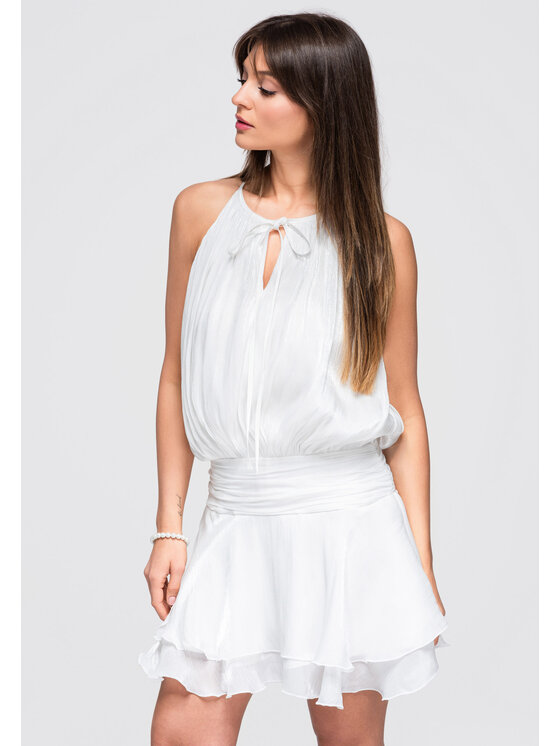 Ombre Ombre Sukienka wieczorowa LA-OM-DLR382 Biały Loose Fit