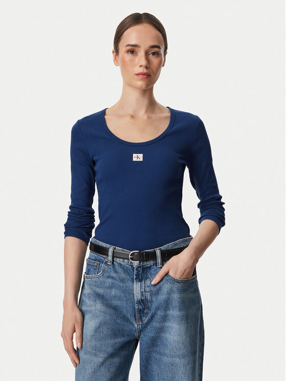 Calvin Klein Jeans Majica LV047D218G Plava Slim Fit