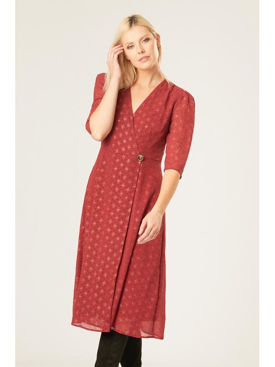 QUIOSQUE QUIOSQUE Každodenné šaty RIBBONA DRESS NEW Červená Regular Fit