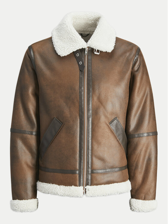 Jack&Jones Jack&Jones Jakna iz umetnega usnja Cole Aviator 12261819 Rjava Regular Fit
