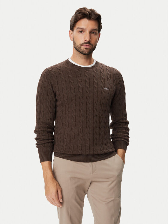 Gant Gant Sweter 8050601 Brązowy ciemny Regular Fit