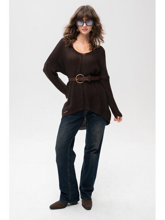 blue shadow blue shadow Sweter Danthe Brązowy Regular Fit