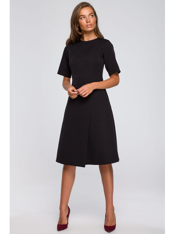 Stylove Stylove Koktejlové šaty S240 Černá Regular Fit