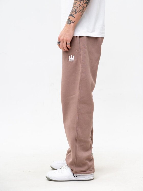 Jigga Wear Jigga Wear Spodnie dresowe Szerokie luźne sznurki korona 130313 Brązowy Baggy Fit