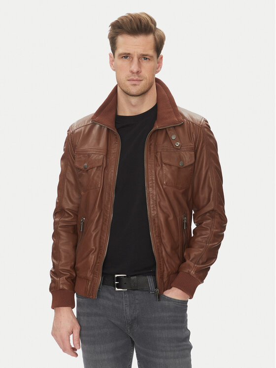 Serge Pariente Serge Pariente Giacca di pelle Tornade Marrone Regular Fit