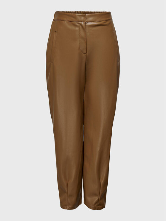 ONLY Pantaloni din imitație de piele Elizabeth 15266817 Maro Regular Fit