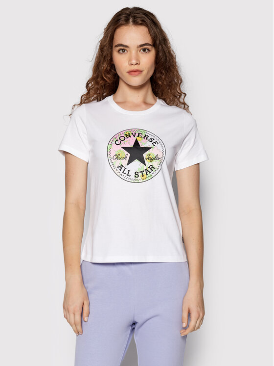 Converse Majica Floral Print Patch 10023217-A02 Bela Standard Fit
