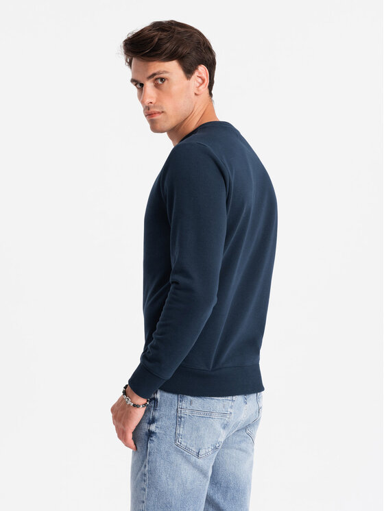 Ombre Ombre Mikina OM-SSBN-0159 Tmavomodrá Regular Fit