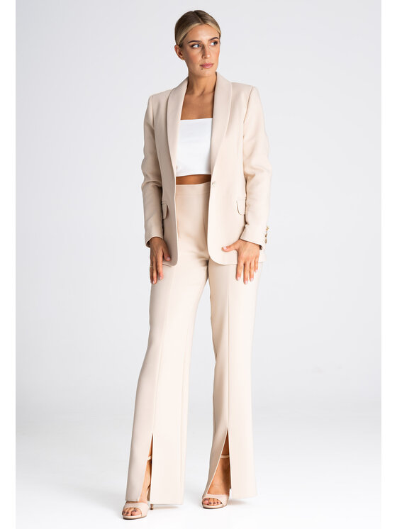 FIGL FIGLFIGL Pantaloni da donna M955 Beige Regular Fit