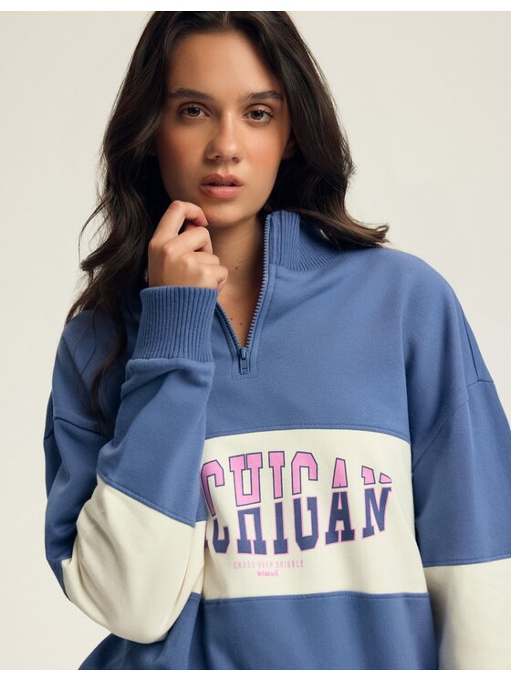 Esotiq Esotiq Bluza 43803 Granatowy Baggy Fit