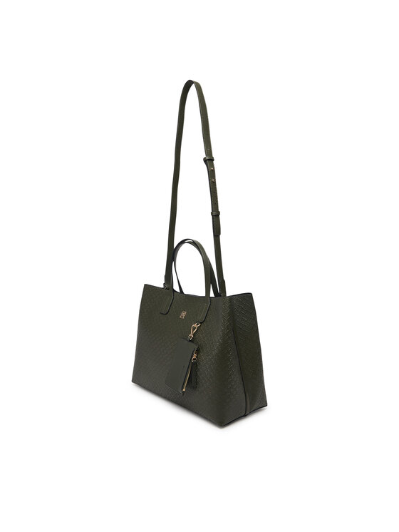 Tommy Hilfiger Tommy Hilfiger Дамска чанта Th Icon Satchel Mono AW0AW18923 Каки