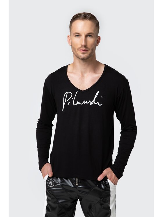 Pilawski Pilawski Longsleeve longsleeve Czarny Slim Fit