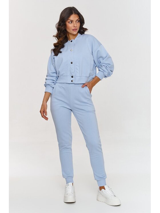 Makadamia Makadamia Komplet bluza, bluzka i spodnie A11 Błękitny Loose Fit