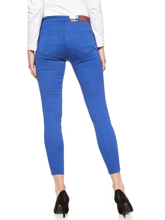 Wrangler Wrangler Spodnie materiałowe SKINNY CROP Niebieski Slim Fit