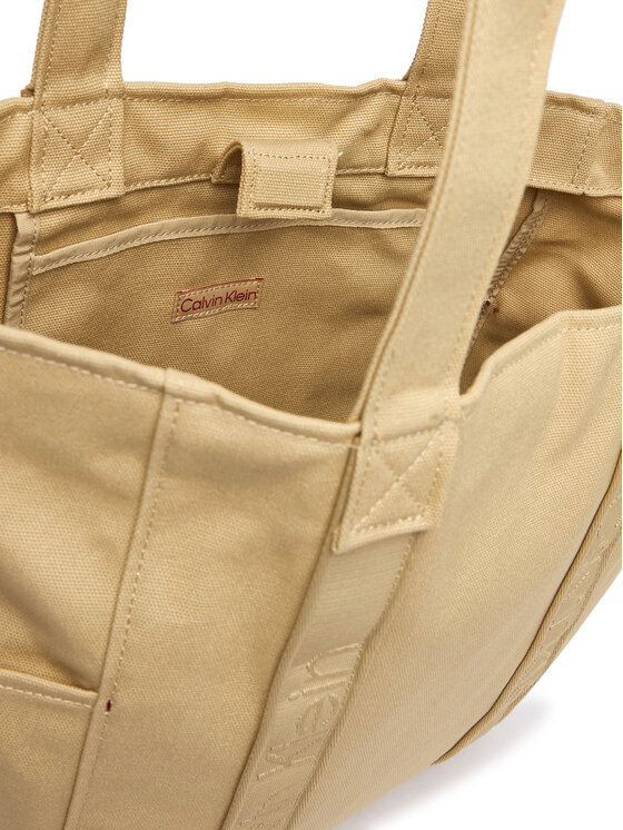Calvin Klein Calvin Klein Torebka Webbing Strap Canvas Tote LV04F3463G Beżowy