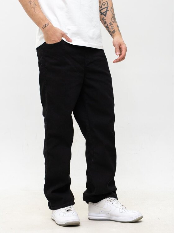 Jigga Wear Jigga Wear Jeansy Luźne szerokie Klasyczne dżinsy Korona na gumce 131183 Czarny Baggy Fit