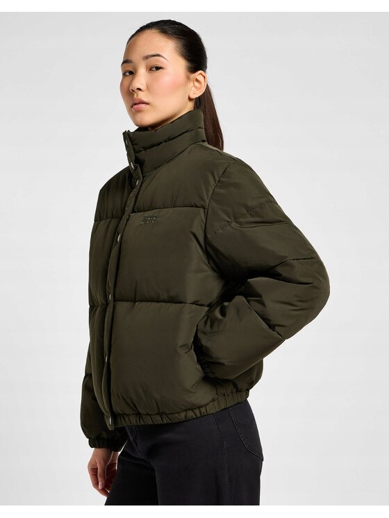 Lee Lee Kurtka przejściowa Relaxed Short Puffer Jacket Zielony Relaxed Fit