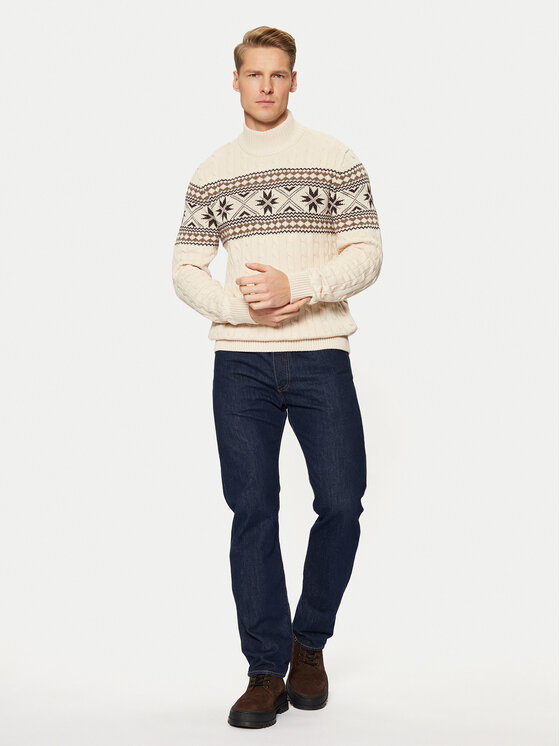 Selected Homme Selected Homme Bluză cu gât 16081554 Écru Regular Fit