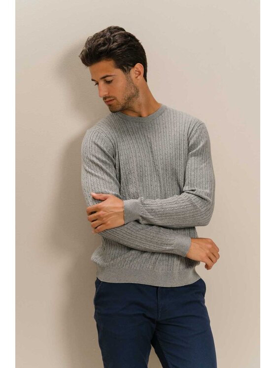TeeShoppen TeeShoppen Sweter 'Basic Collection' Szary Regular Fit