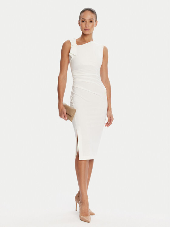 Rinascimento Rinascimento Sukienka koktajlowa CFC0125330003 Biały Slim Fit