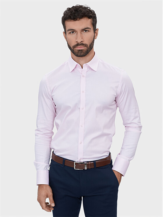 Evenemen Evenemen Koszula PUNTO G2 TWILL PINK Różowy Slim Fit