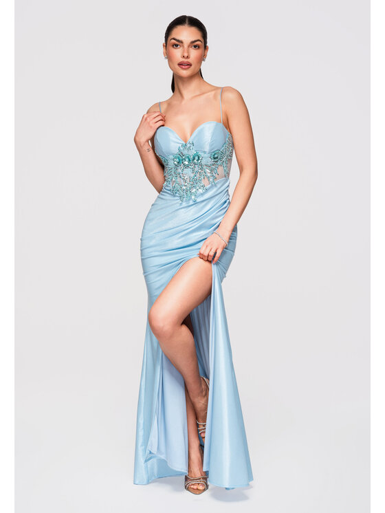 Ombre Ombre Sukienka wieczorowa LA-OM-DLR332 Niebieski Slim Fit