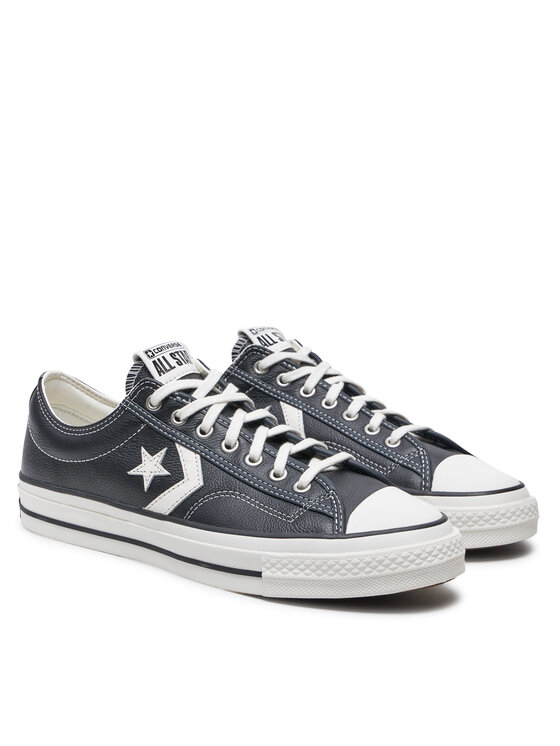 Black leather converse sneakers outlet