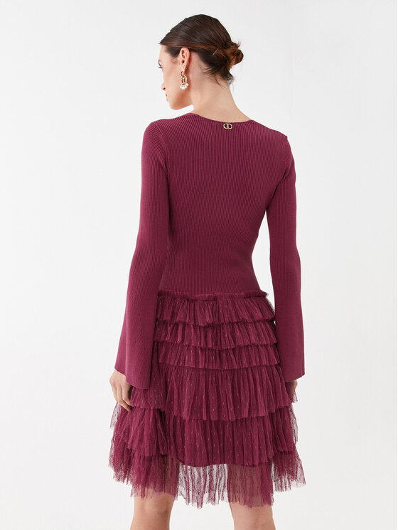 TWINSET TWINSET Sukienka koktajlowa 232TP3051 Bordowy Regular Fit