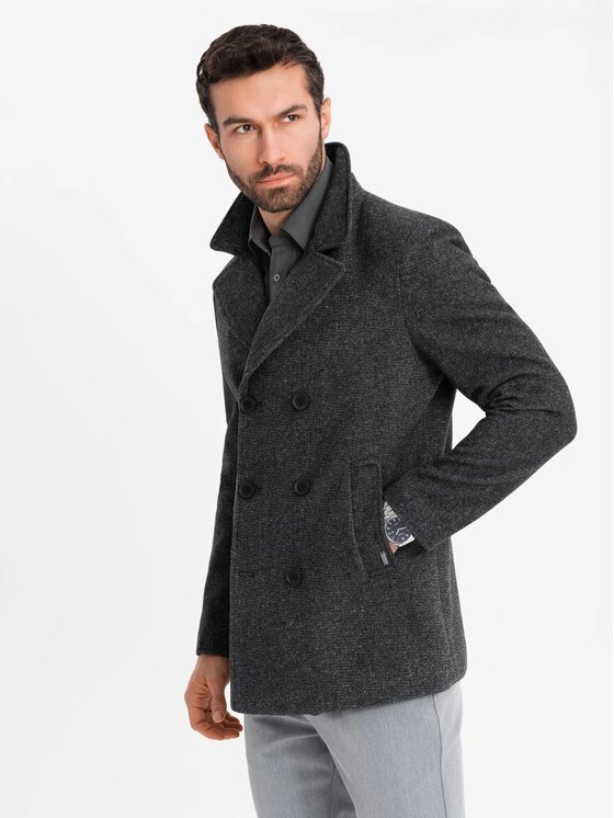 Ombre Ombre Kabát OM-COWC-0115 Šedá Regular Fit