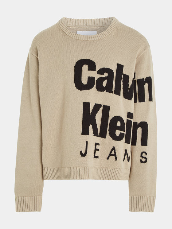 Calvin Klein Jeans Calvin Klein Jeans Sweter Blown Up Logo IB0IB01874 Beżowy Regular Fit