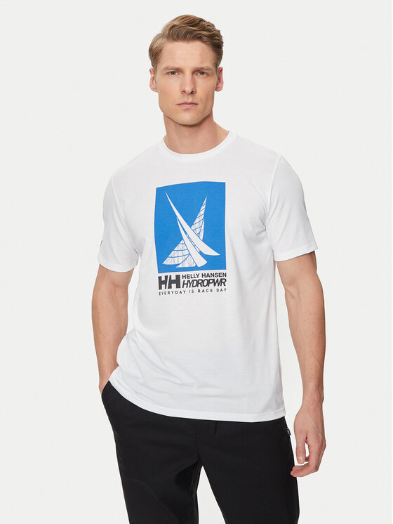 Helly Hansen Tričko Hp Race Graphic T-Shirt 34419 Biela Regular Fit